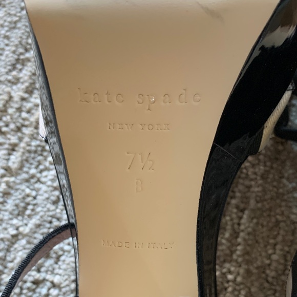 NEW Kate Spade Black and White Platform Striped Women\'s Patent Heels